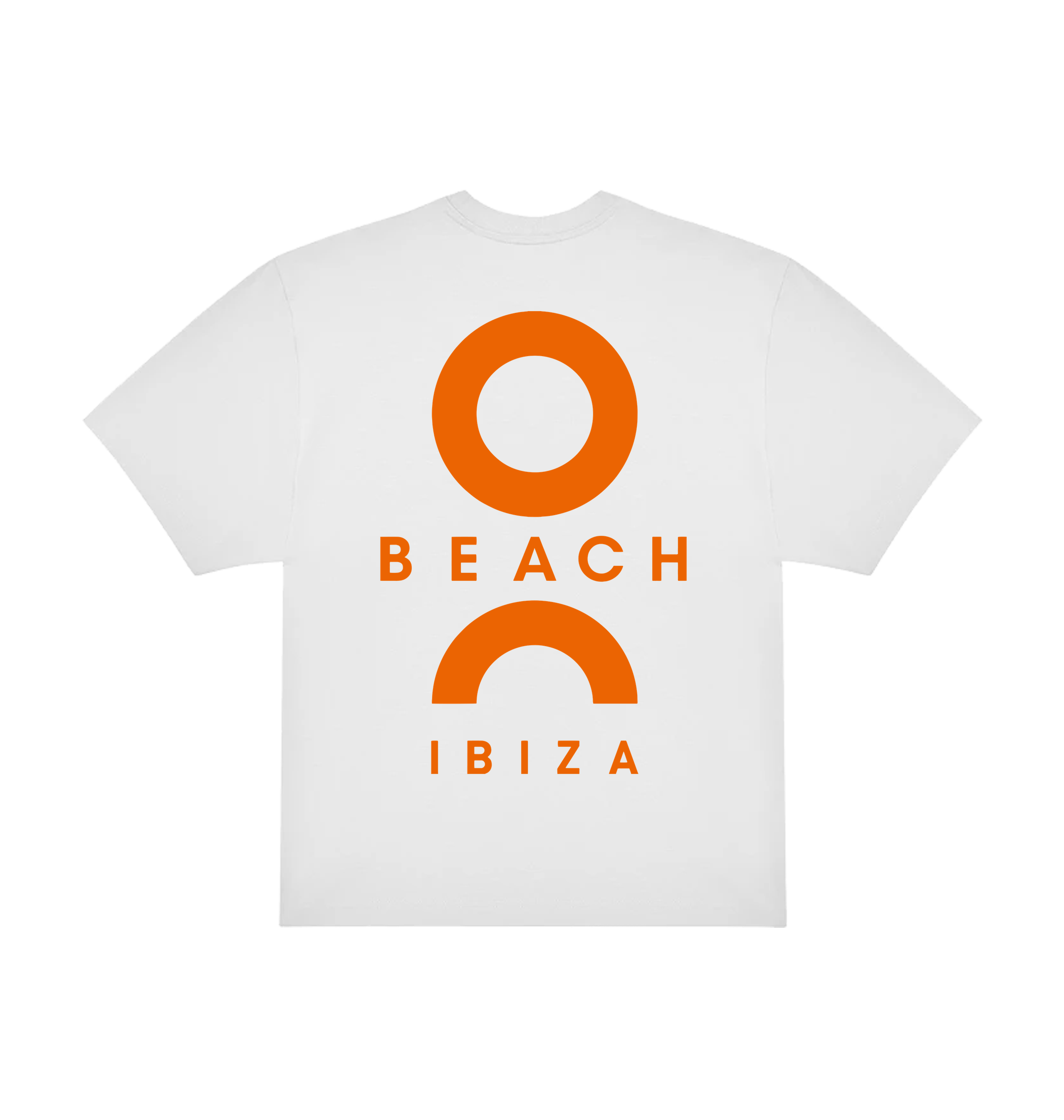 O Beach orange logo oversized back print t-shirt in white-O Beach Ibiza Store
