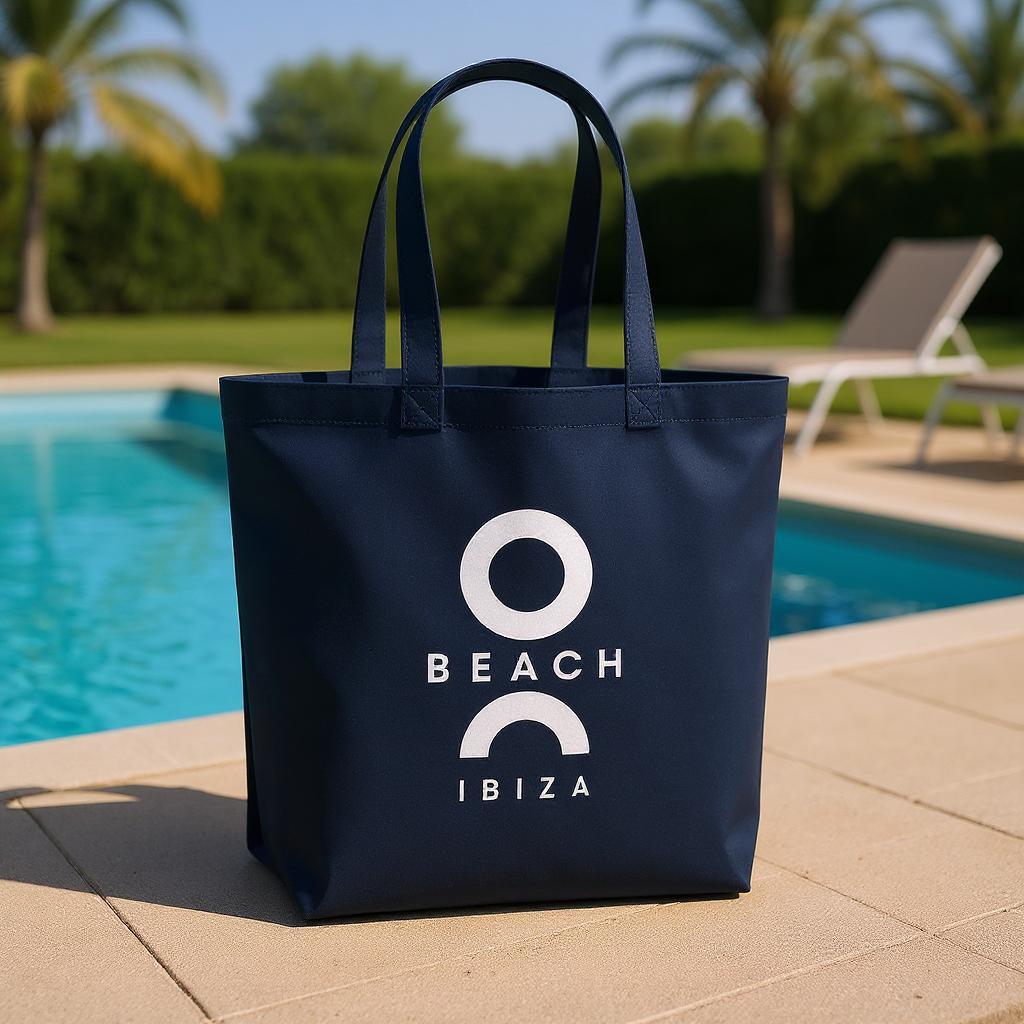 O Beach Logo Print Woven Shopping Bag-O Beach Ibiza Store