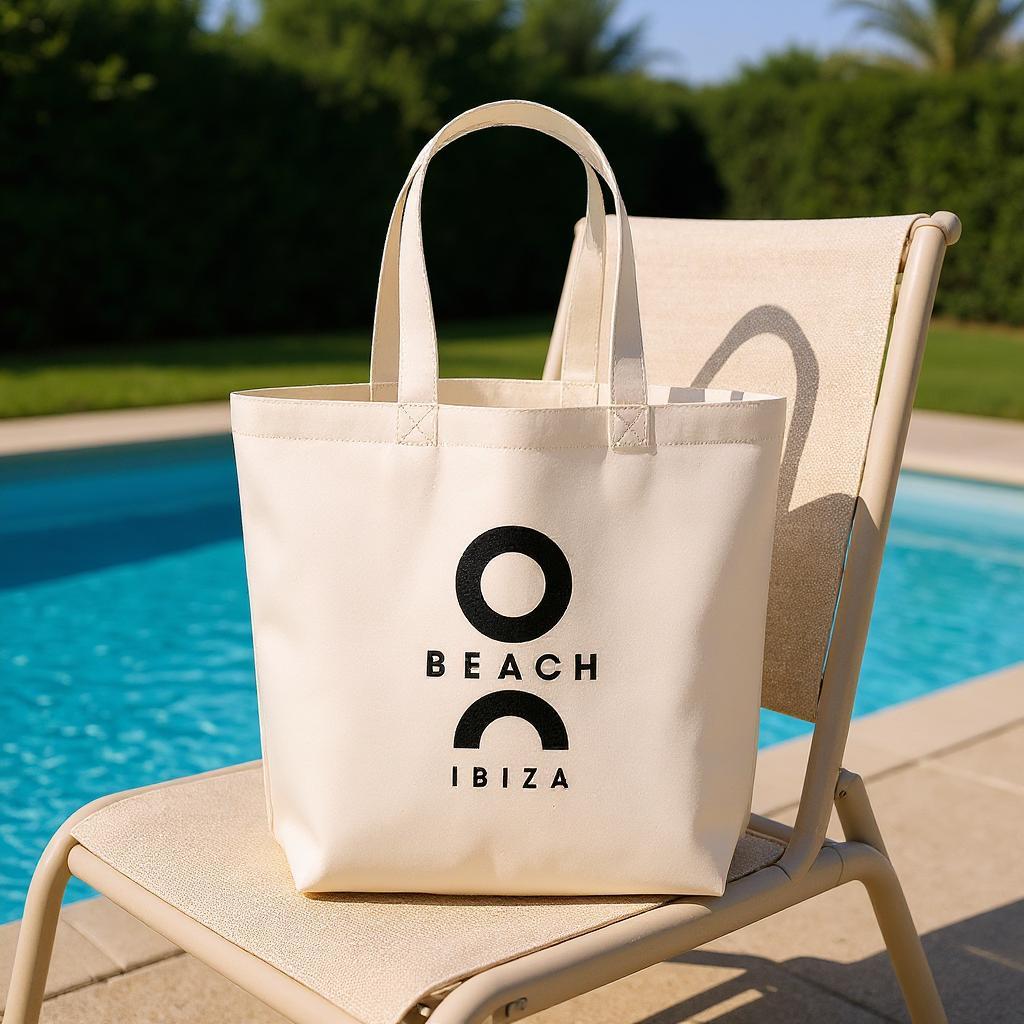 O Beach Logo Print Natural Woven Shopping Bag-O Beach Ibiza Store