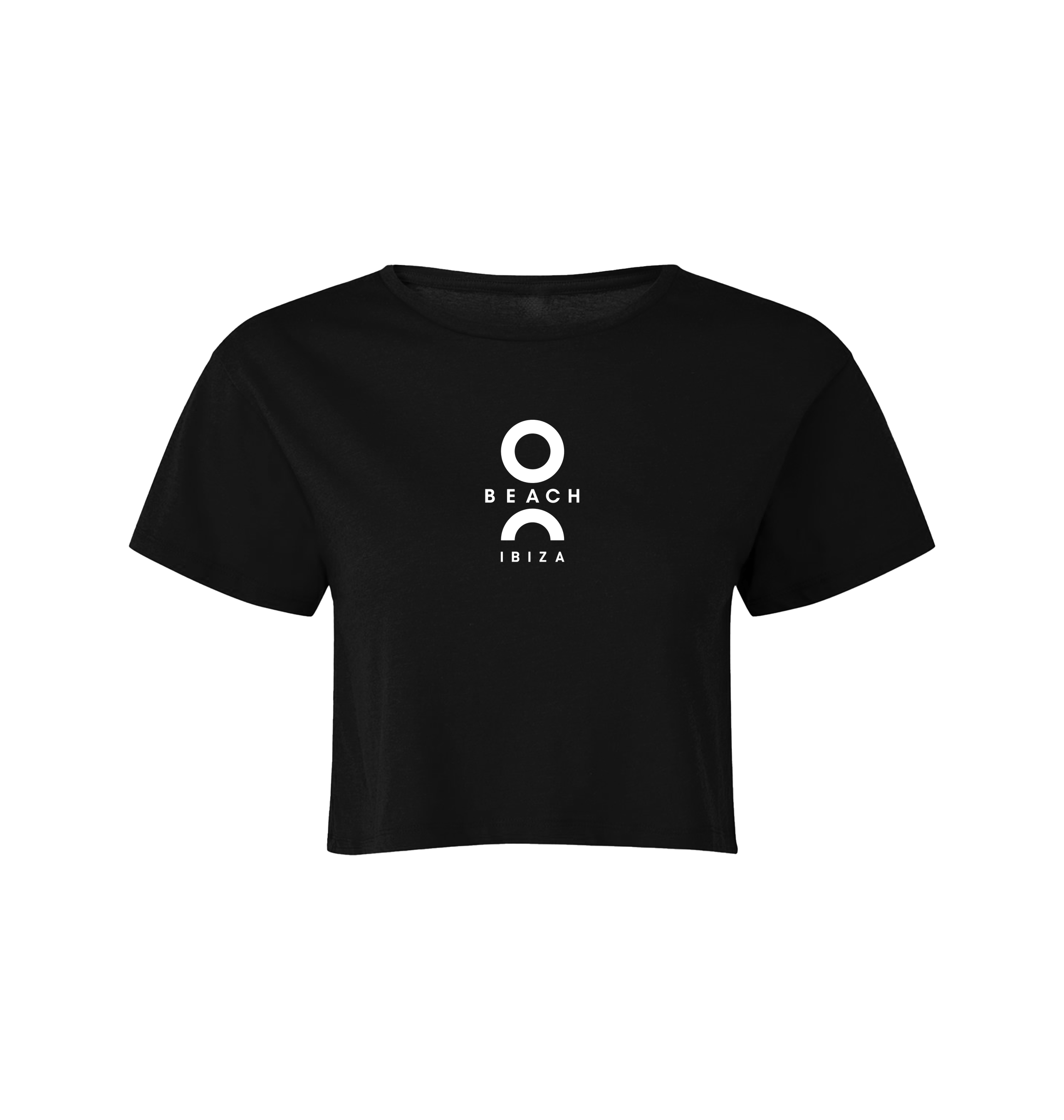 O Beach white logo women's crop top in black-O Beach Ibiza Store