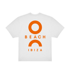 O Beach orange logo oversized back print t-shirt in white-O Beach Ibiza Store