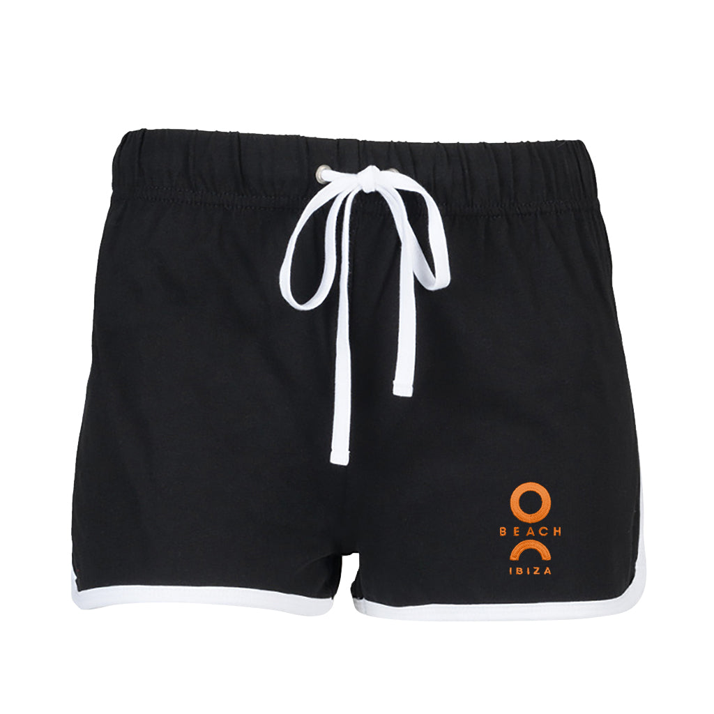O Beach Orange Embroidered Logo Retro Drawstring Shorts-Shorts-O Beach Ibiza