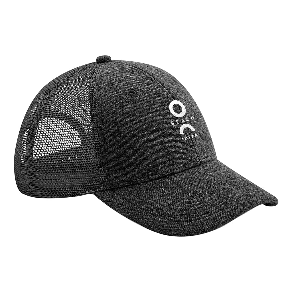 O Beach White Embroidered Logo Athletic Trucker Cap-Cap-O Beach Ibiza