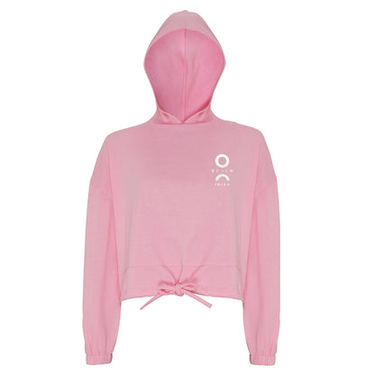 O Beach Embroidered Logo Women's Oversize Cropped Hooded Sweatshirt
