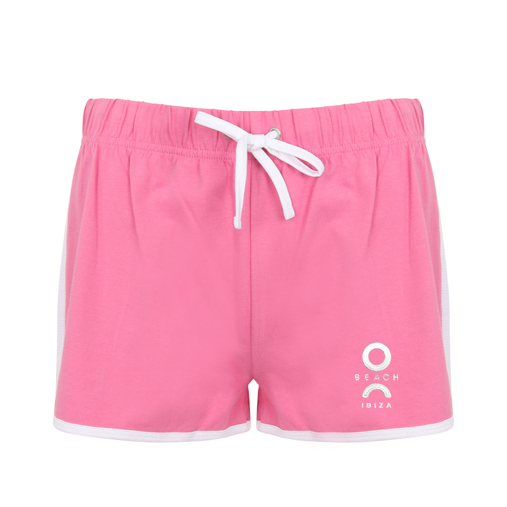 O Beach White Embroidered Logo Retro Drawstring Shorts-Shorts-O Beach Ibiza