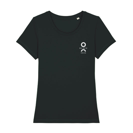 O Beach White Embroidered Logo Women's Iconic Fitted T-Shirt