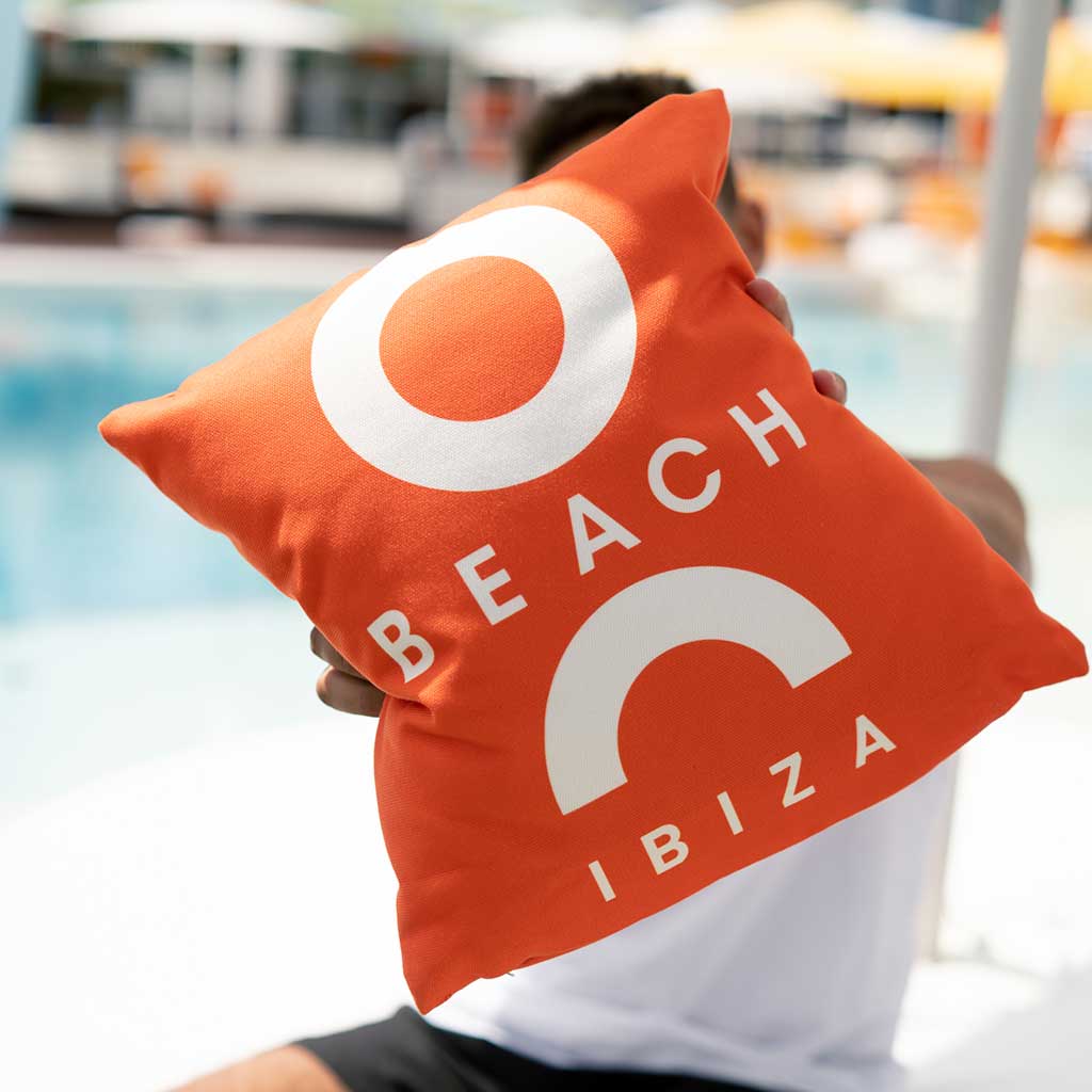 O Beach White Logo Cushion