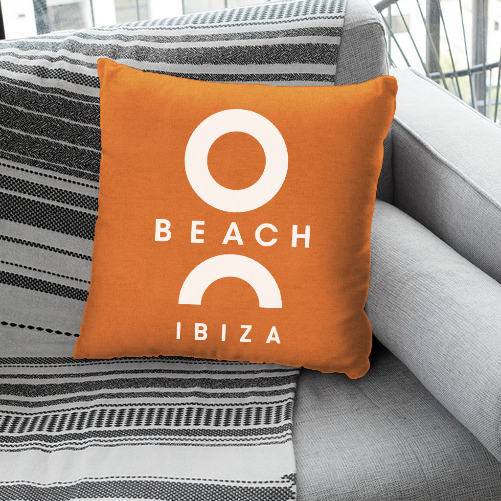 O Beach White Logo Cushion-Cushion-O Beach Ibiza