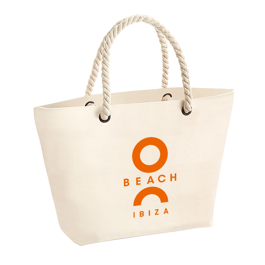 O Beach Orange Logo Rope Handle Beach Bag-Totebag-O Beach Ibiza
