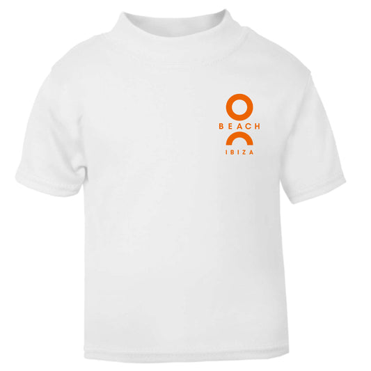 O Beach Orange Flock Logo Baby T-Shirt-T Shirt-O Beach Ibiza