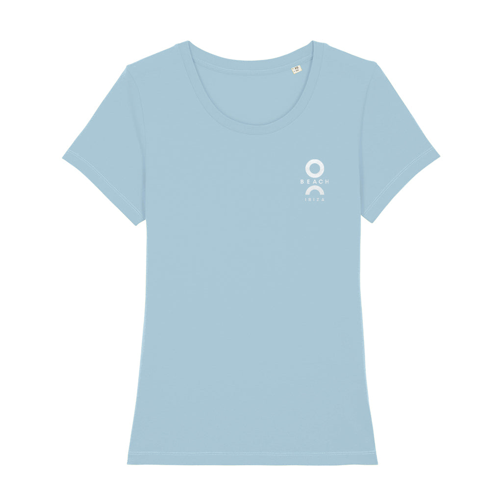 O Beach White Flock Logo Women's Iconic Fitted T-Shirt